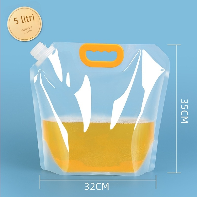 Sac portabil, transparent, cu duză de bere, pentru consum în aer liber și stocare lichide, de unică folosință