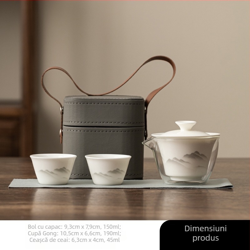 Set de ceai ceramic de călătorie, portabil pentru întâlniri în aer liber, cadou pentru clienți