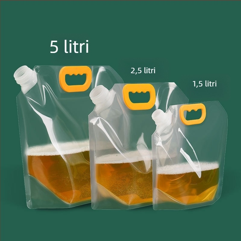 Pungă mare, de unică folosință, cu gură de turnare, pentru ambalarea berii, a supei de hot pot și a apei potabile în aer liber