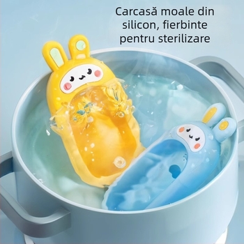 Vibrant Bear Telefon Educațional pentru copii – jucărie telefon moale din cauciuc, în formă de iepure, muzicală și interactivă pentru sugari (0–3 ani)