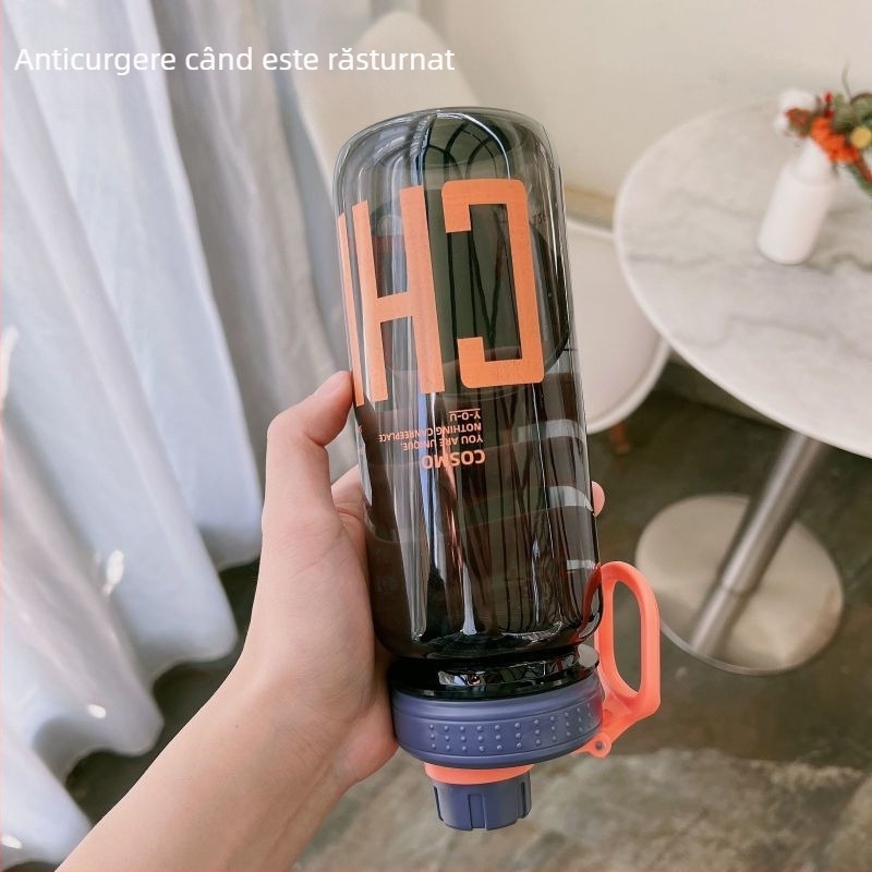 Sticla de apă cu capacitate mare, din plastic alimentar, rezistentă la temperaturi înalte, pentru sport și fitness, pentru bărbați și femei, portabilă pentru exterior, 1000 ml