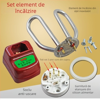 Set de accesorii pentru fierbător electric din oțel inoxidabil, protecție împotriva uscării, 1500W — conductă de încălzire, tijă de încălzire și nucleu de încălzire
