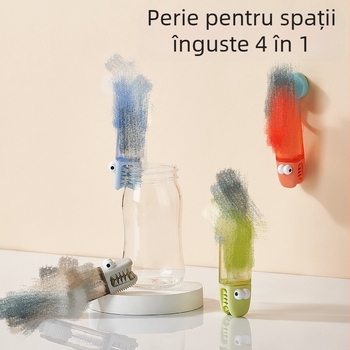 Perie de curățare patru în unu pentru pahare cu capac și caneluri; perie pentru sticle termoizolate, biberon și pai