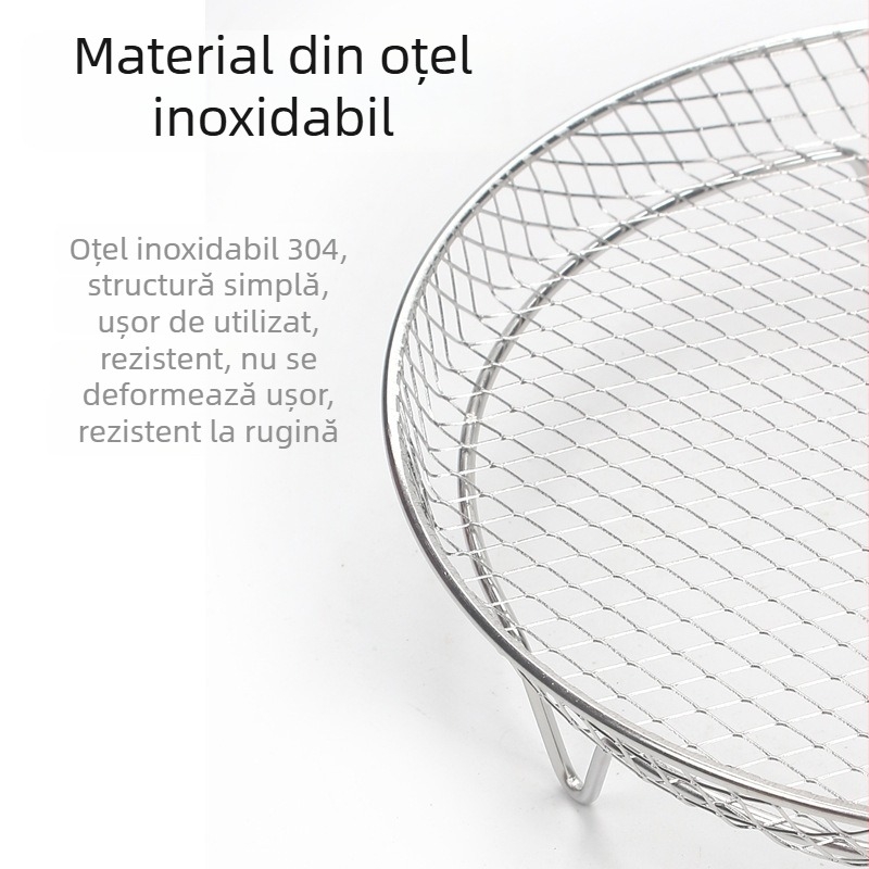 Raft/gril pentru air fryer din oțel inoxidabil 304, formă rotundă și pătrată, plasă de grilă, raft de deshidratare, accesoriu pentru friteuză