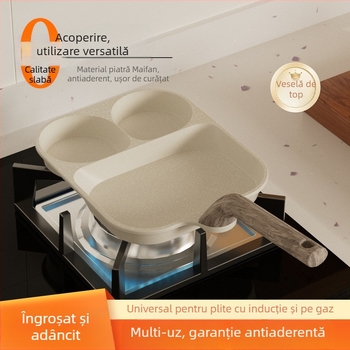Tigaie mare pentru omletă cu piatră Maifan, 3 în 1 pentru mic dejun, tigaie adâncă universală antiaderentă