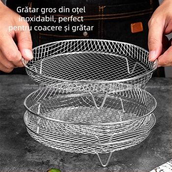 Accesorii multifuncționale pentru friteuza cu aer: grilă din oțel inoxidabil 304, grilă pentru abur, rafturi multistrat pentru dehidratare și filtrare