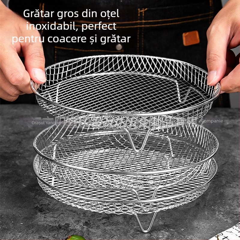 Accesorii multifuncționale pentru friteuza cu aer: grilă din oțel inoxidabil 304, grilă pentru abur, rafturi multistrat pentru dehidratare și filtrare