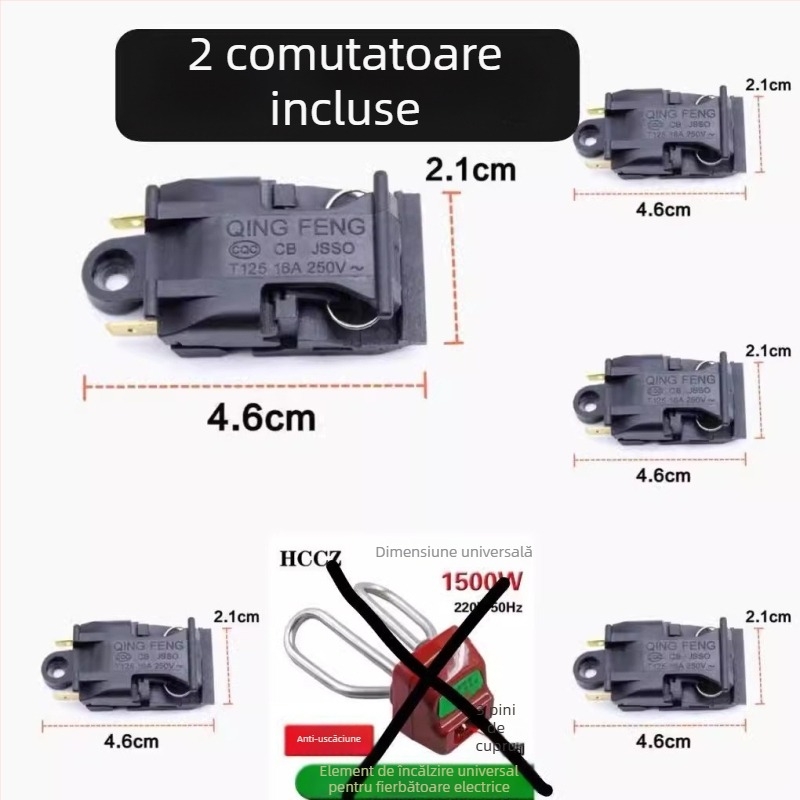 Set de accesorii pentru ceainic electric din oțel inoxidabil: tub de încălzire, tijă de încălzire și nucleu de încălzire, 1500W