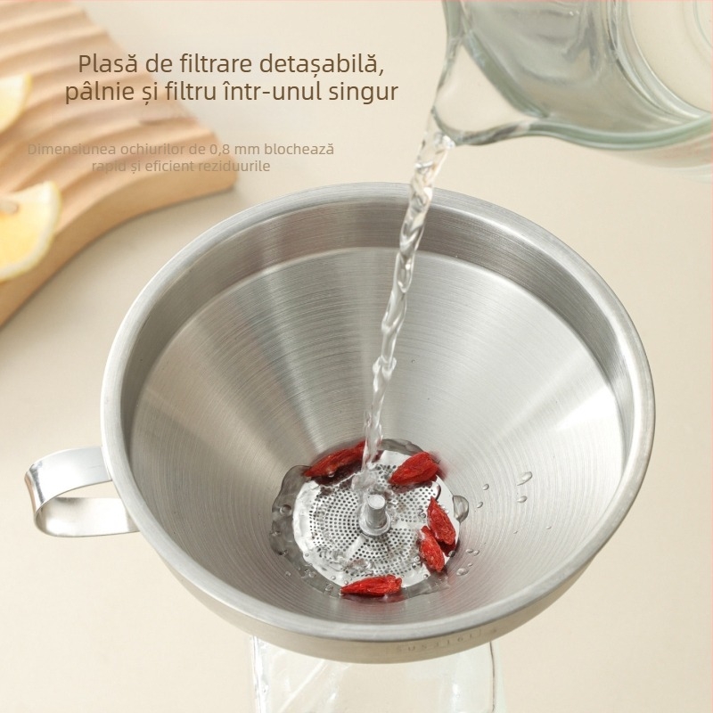 Funnel de ulei din oțel inoxidabil 316L cu filtru, pereți groși, diametru mare