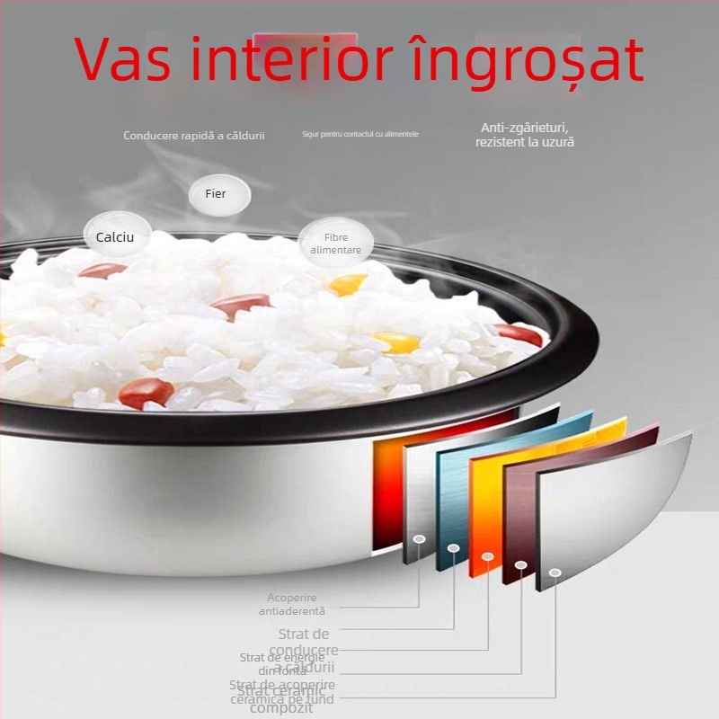 Vas interior pentru orez, cu strat antiaderent, formă triunghiulară veche, model 2345, 1,5 L, accesorii