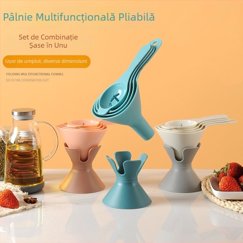 Set de pâlnii de bucătărie 6 în 1, cu umplător de lichide și separator de albușuri