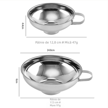 Funnel din oțel inoxidabil, diametru mare, pentru bucătărie, potrivit pentru dressing de salată, dulceață, ulei și filtrarea vinului