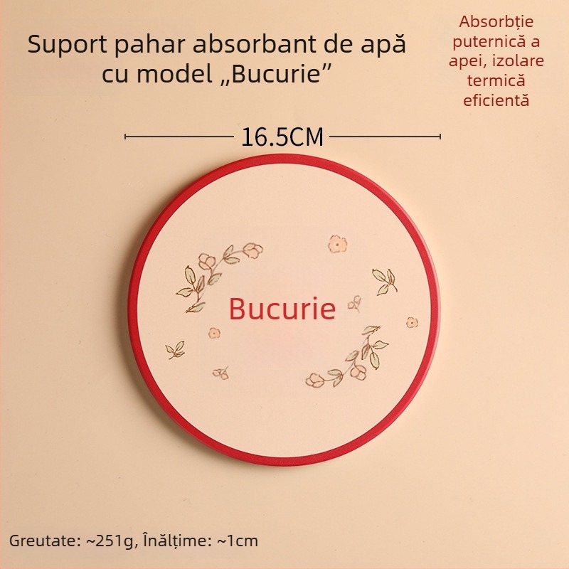 Suport pentru pahar ceramic absorbant, circular, cu bază din plută, model desen animat, stil chinezesc nou, izolație termică