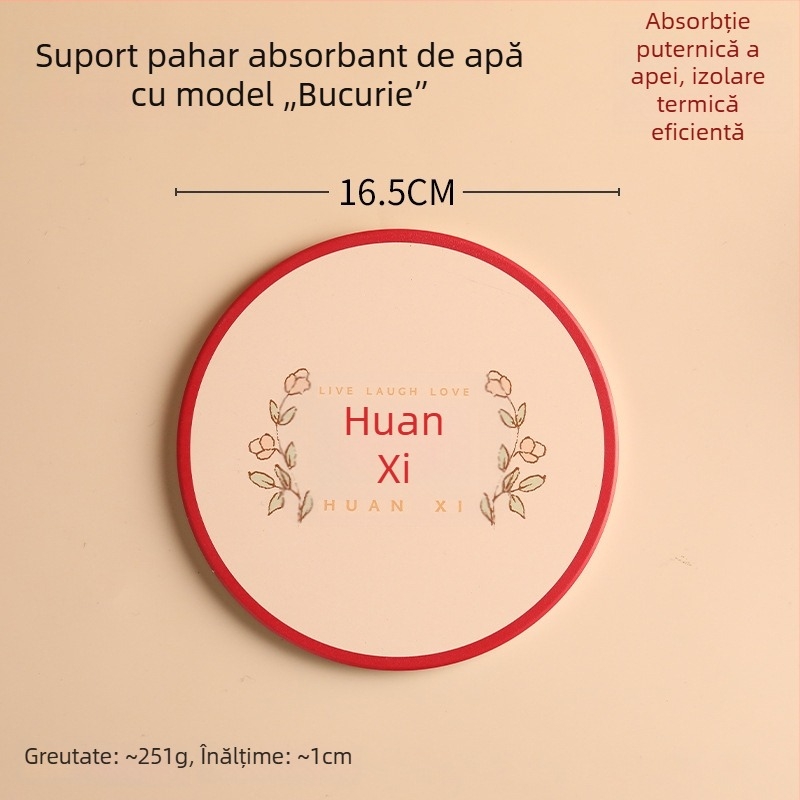 Suport pentru pahar ceramic absorbant, circular, cu bază din plută, model desen animat, stil chinezesc nou, izolație termică