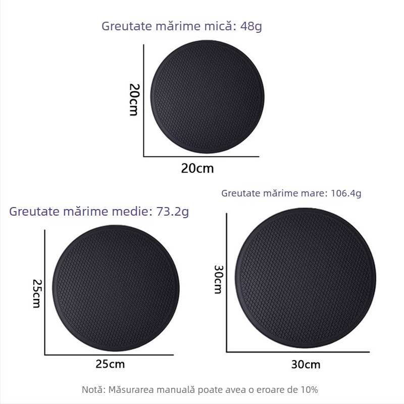 Covoraș rotund din silicon pentru vase, rezistent la temperaturi înalte, antialunecare, multifuncțional, mai multe dimensiuni, bucătărie