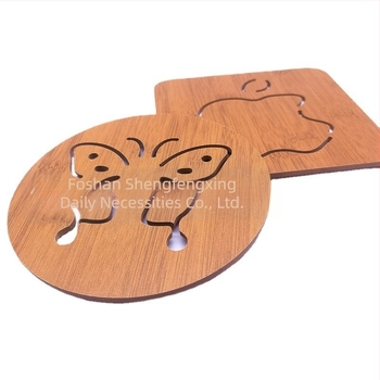 Suport din lemn masiv, cu decupaje, 16×16 cm, izolație termică, pentru oale, boluri, farfurii și cești, stil minimalist modern