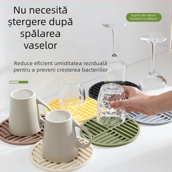 Covoraș din silicon rezistent la temperatură, anti-arzură, pentru servire acasă — boluri, farfurii și pahare