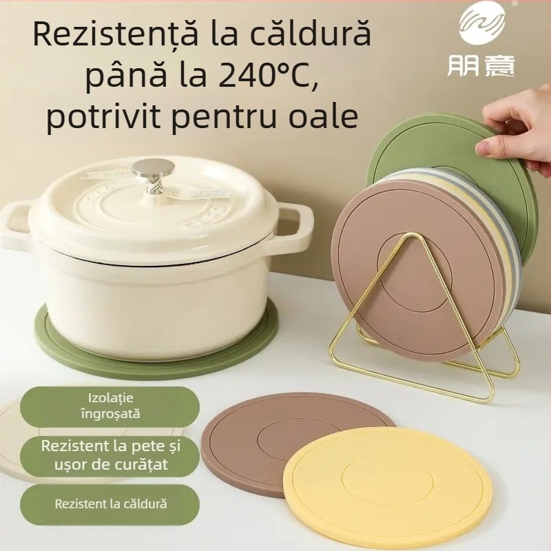 Covoraș din silicon rezistent la temperatură, anti-arzură, pentru servire acasă — boluri, farfurii și pahare