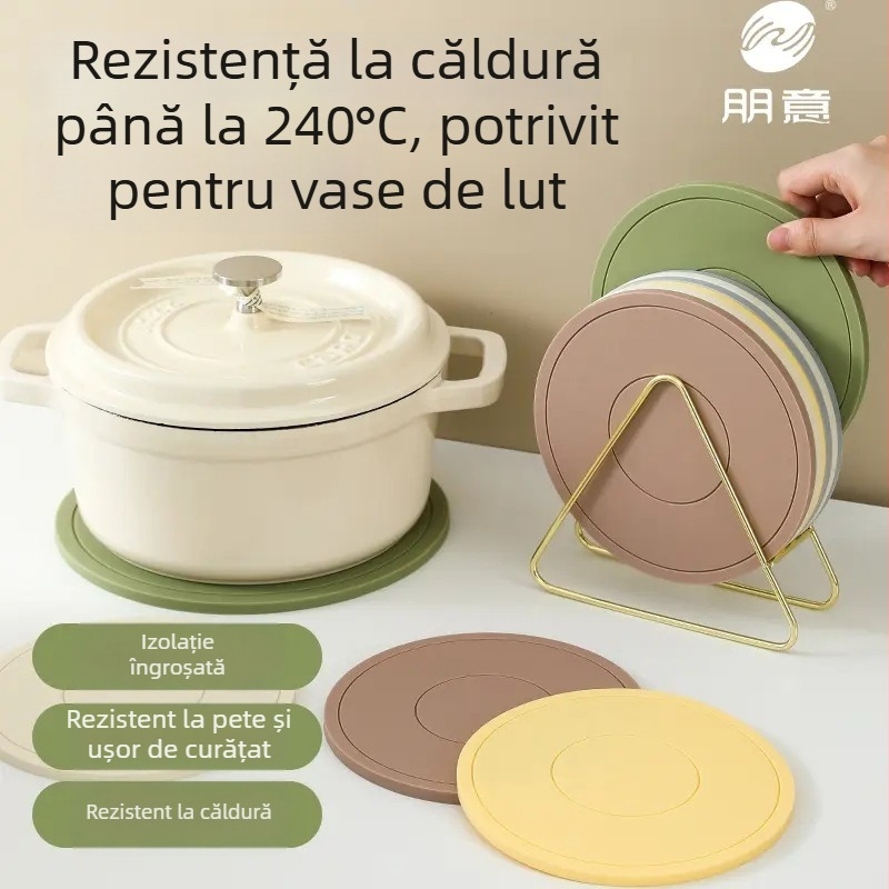 Covoraș din silicon rezistent la temperatură, anti-arzură, pentru servire acasă — boluri, farfurii și pahare
