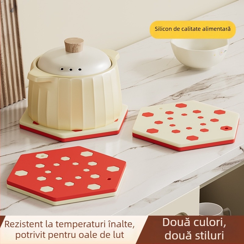 Covoraș din silicon rezistent la căldură, rotund, pentru farfurii, boluri, cești și oale