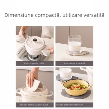 Covoraș pliabil din silicon izolant termic, anti-arzire și rezistent la temperaturi înalte pentru oală; cu clips; placă de masă minimalistă îngroșată și suport pentru pahar.