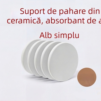 Suporturi de pahare din ceramică, albe, cu forme rotunde, pătrate și neregulate, culoare uni, absorbante, uscare rapidă