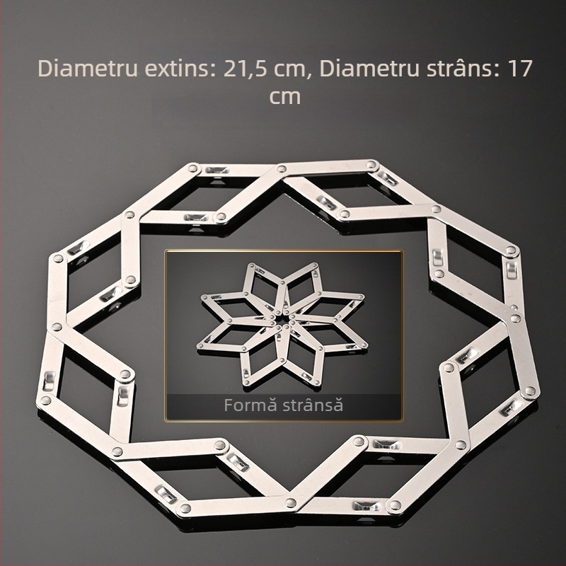 Suport extensibil din oțel inoxidabil pentru oale – covoraș izolant termic multifuncțional pentru vase și oale, cu model floral