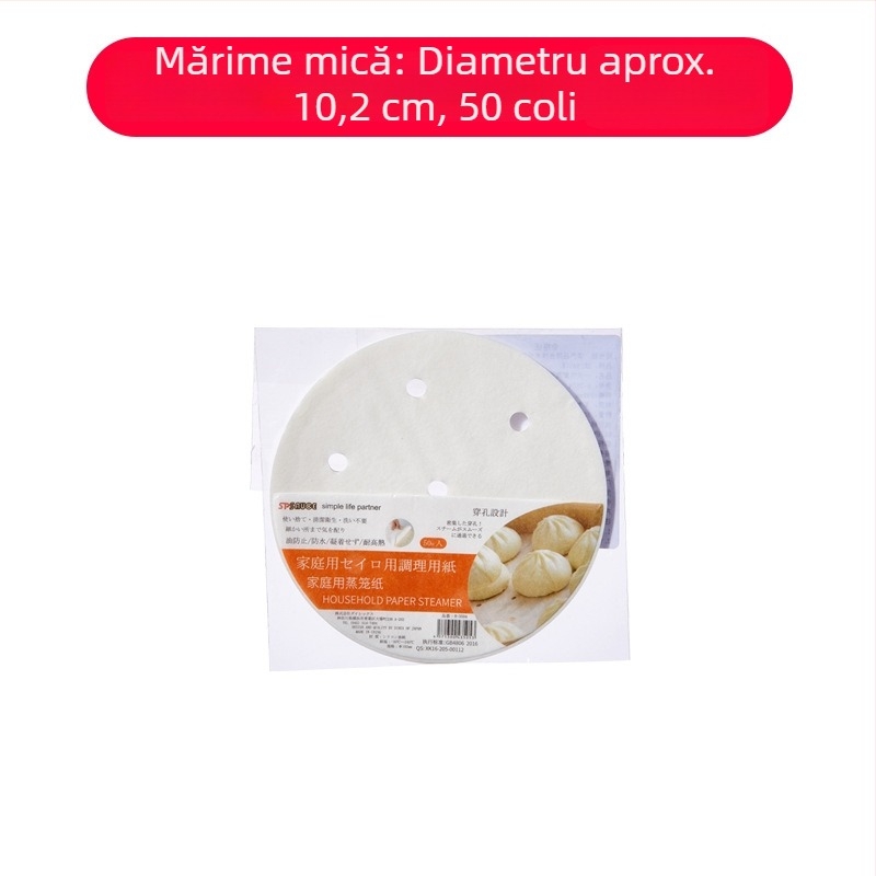 Hârtie de abur circulară, de unică folosință, pentru gătit la abur chifle și găluște, antiaderentă, acoperire cu silicon, pentru uz casnic