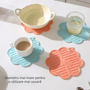 Covoraș termic izolațional cu schimbare de culoare la încălzire, suport moale din cauciuc pentru oale, suport pentru căni, protecție antiarși pentru masă de bucătărie