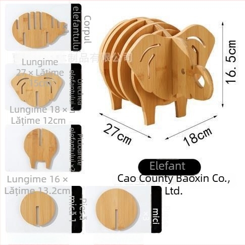 Șervet de masă din bambus cu design animal, rezistent la căldură și izolat, suport decorativ pentru farfurii și oale