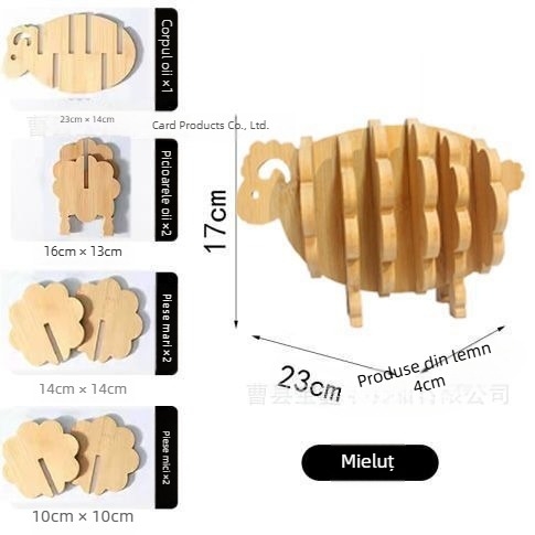Șervet de masă din bambus cu design animal, rezistent la căldură și izolat, suport decorativ pentru farfurii și oale