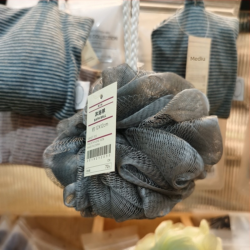 Bilă de baie mare pentru adulți, burete de baie în stil japonez, exfoliere pentru spate, bilă de baie cu bule și floare de baie.