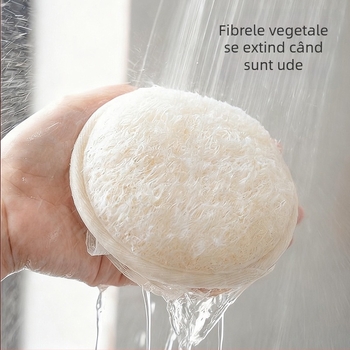 Minge de baie cu loofah, față dublă, pentru exfoliere delicată și masaj