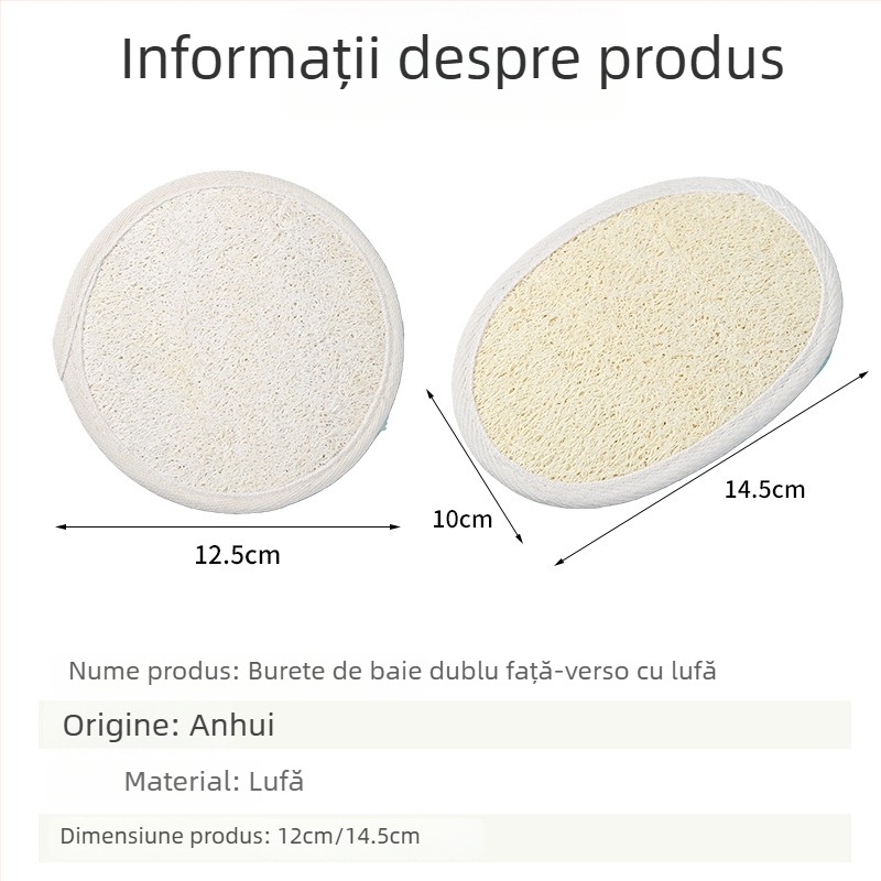 Minge de baie cu loofah, față dublă, pentru exfoliere delicată și masaj