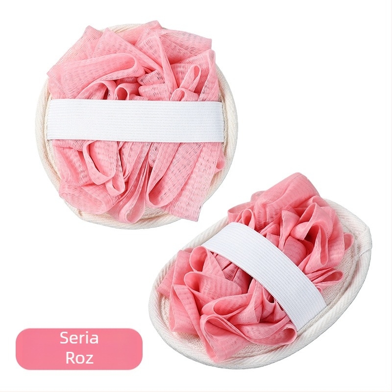 Minge de baie cu loofah, față dublă, pentru exfoliere delicată și masaj