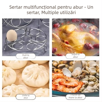 Raft de abur din oțel inoxidabil, construcție întărită, grilă de abur multifuncțională pentru uz casnic, cu înălțime reglabilă, suport izolant pentru ouă și orez