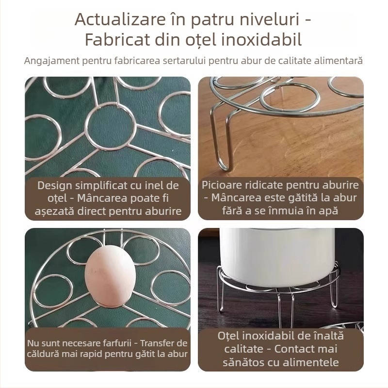 Raft de abur din oțel inoxidabil, construcție întărită, grilă de abur multifuncțională pentru uz casnic, cu înălțime reglabilă, suport izolant pentru ouă și orez
