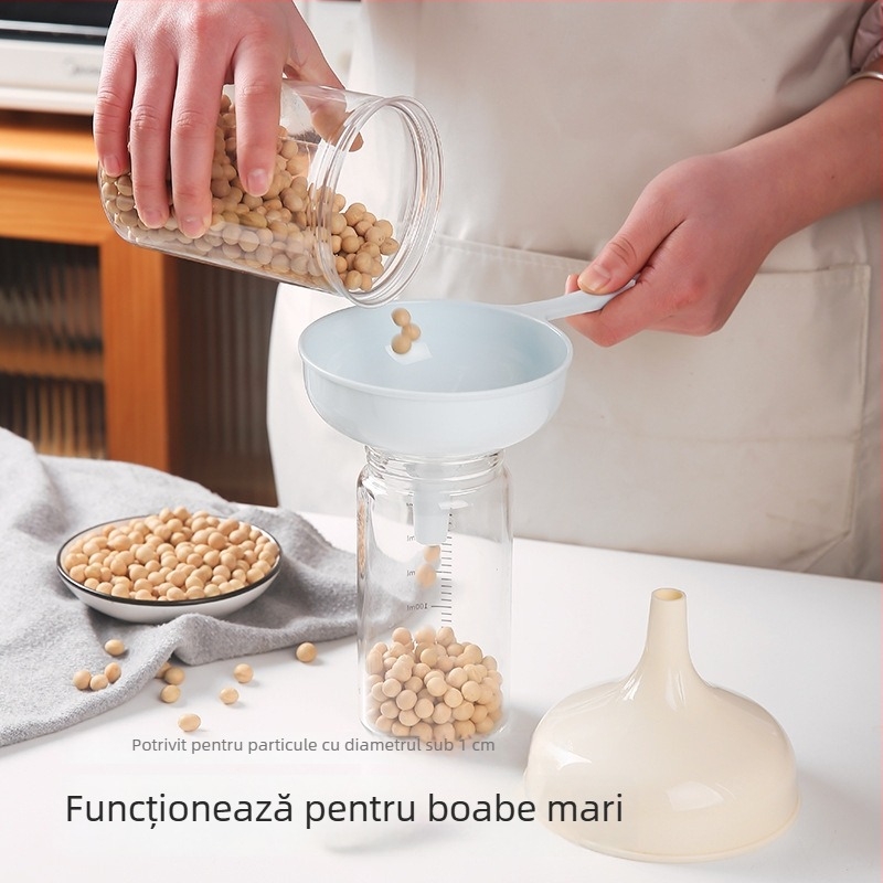 Pâlnie de bucătărie cu mâner, din plastic întărit pentru ulei și vin, cu diametru mare, dozare a lichidelor