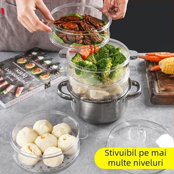 Raft de abur PC transparent pentru uz casnic — coșuleț mic de abur pentru chifle și dim sum, potrivit pentru ceainării și echipamente de abur comerciale