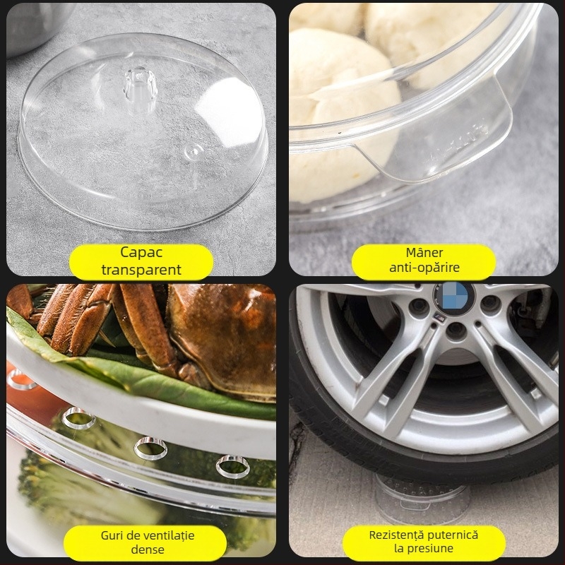 Raft de abur PC transparent pentru uz casnic — coșuleț mic de abur pentru chifle și dim sum, potrivit pentru ceainării și echipamente de abur comerciale