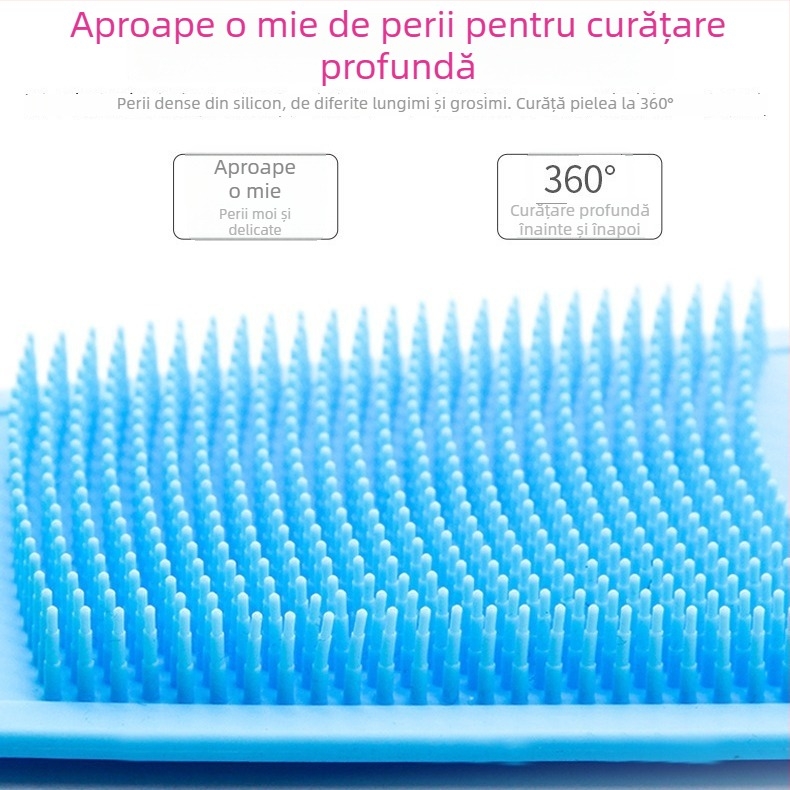 Scruber de baie din silicon cu masaj, perie dublă pentru corp și spate