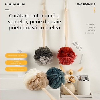 Perie de baie cu mâner lung, burete mare pentru corp, pentru exfoliere, perie pentru spate fără ajutor, instrument de baie pentru adulți