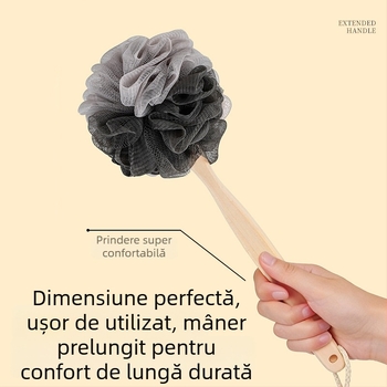 Perie de baie cu mâner lung, burete mare pentru corp, pentru exfoliere, perie pentru spate fără ajutor, instrument de baie pentru adulți