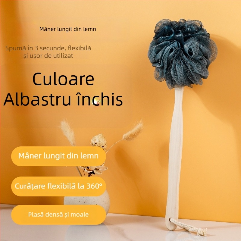 Perie de baie cu mâner lung, burete mare pentru corp, pentru exfoliere, perie pentru spate fără ajutor, instrument de baie pentru adulți