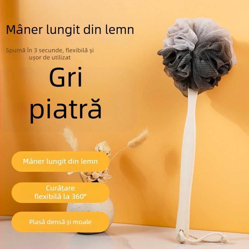 Perie de baie cu mâner lung, burete mare pentru corp, pentru exfoliere, perie pentru spate fără ajutor, instrument de baie pentru adulți