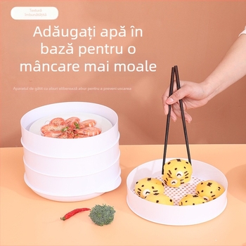 Aburitor pentru microunde cu capac, pentru încălzirea chiflelor și dumplings, suport de abur multifuncțional pentru bucătărie, tavă alimentară de calitate