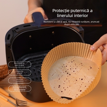 Hârtie de copt antiaderentă pentru air fryer, acoperire din silicon, tavă absorbantă de ulei pentru coacere, potrivită pentru cartofi prăjiți și aripioare de pui