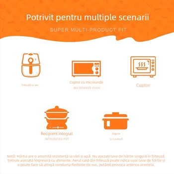 Hârtie de copt antiaderentă pentru air fryer, acoperire din silicon, tavă absorbantă de ulei pentru coacere, potrivită pentru cartofi prăjiți și aripioare de pui