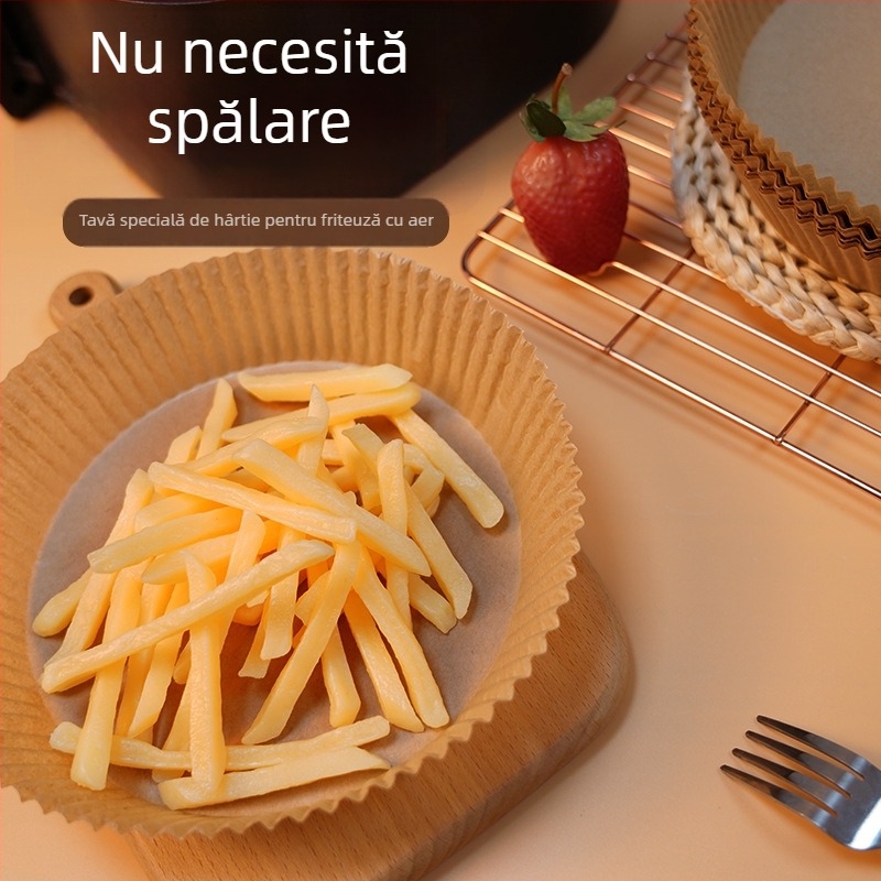 Hârtie de copt antiaderentă pentru air fryer, acoperire din silicon, tavă absorbantă de ulei pentru coacere, potrivită pentru cartofi prăjiți și aripioare de pui