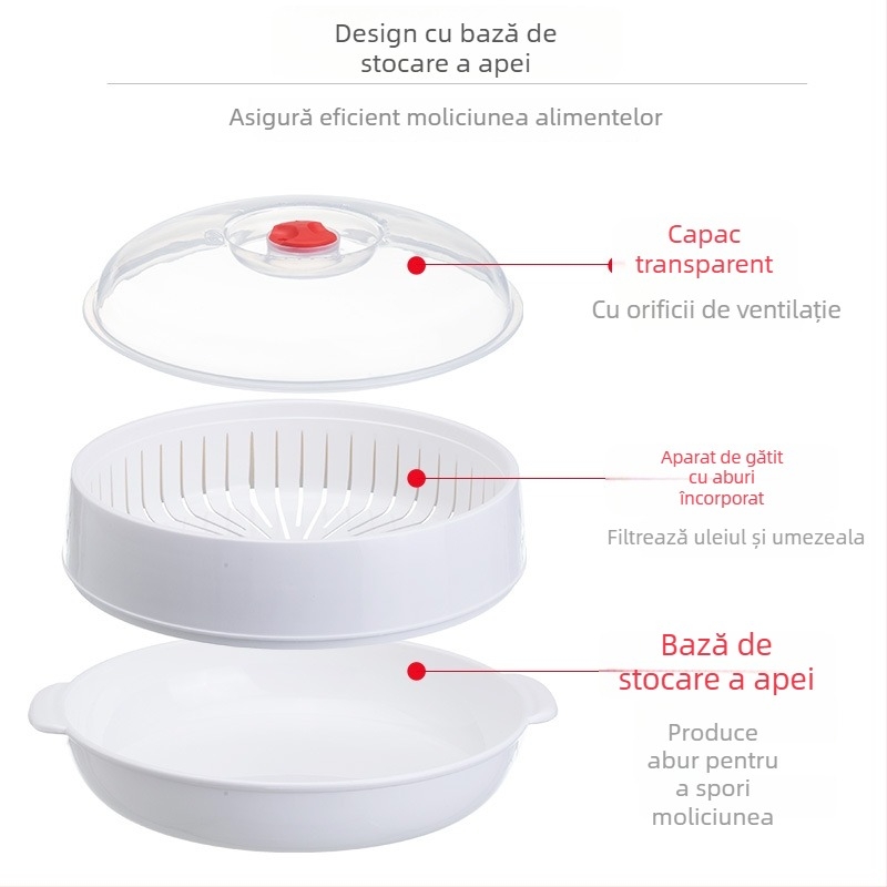 Cutie de abur pentru microunde, din silicon, cu coș de aburi